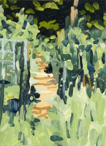 "Garden Path", oil on paper, 15" x 11"