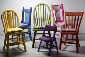 Melissa Maddonni Haims, yarn bombed chairs